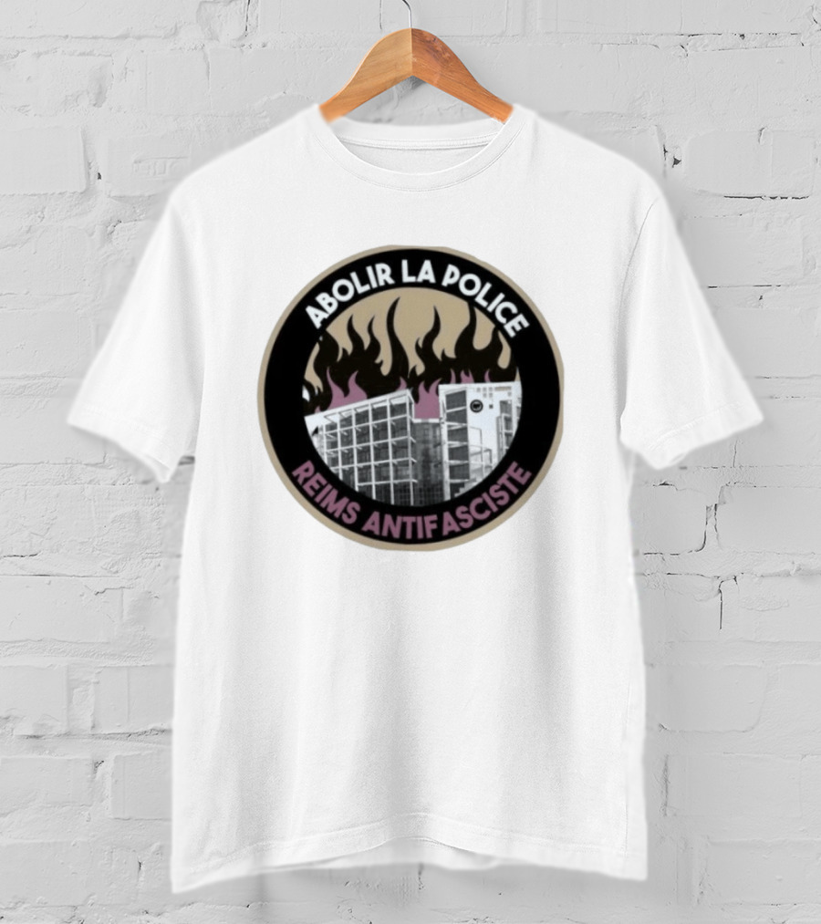 Abolir La Police Reims Antifasciste Antifa Burned Building Circular T-Shirt