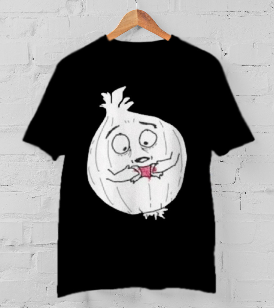 Crying Onion Cartoon Funny Vegetable Drawing T-Shirt