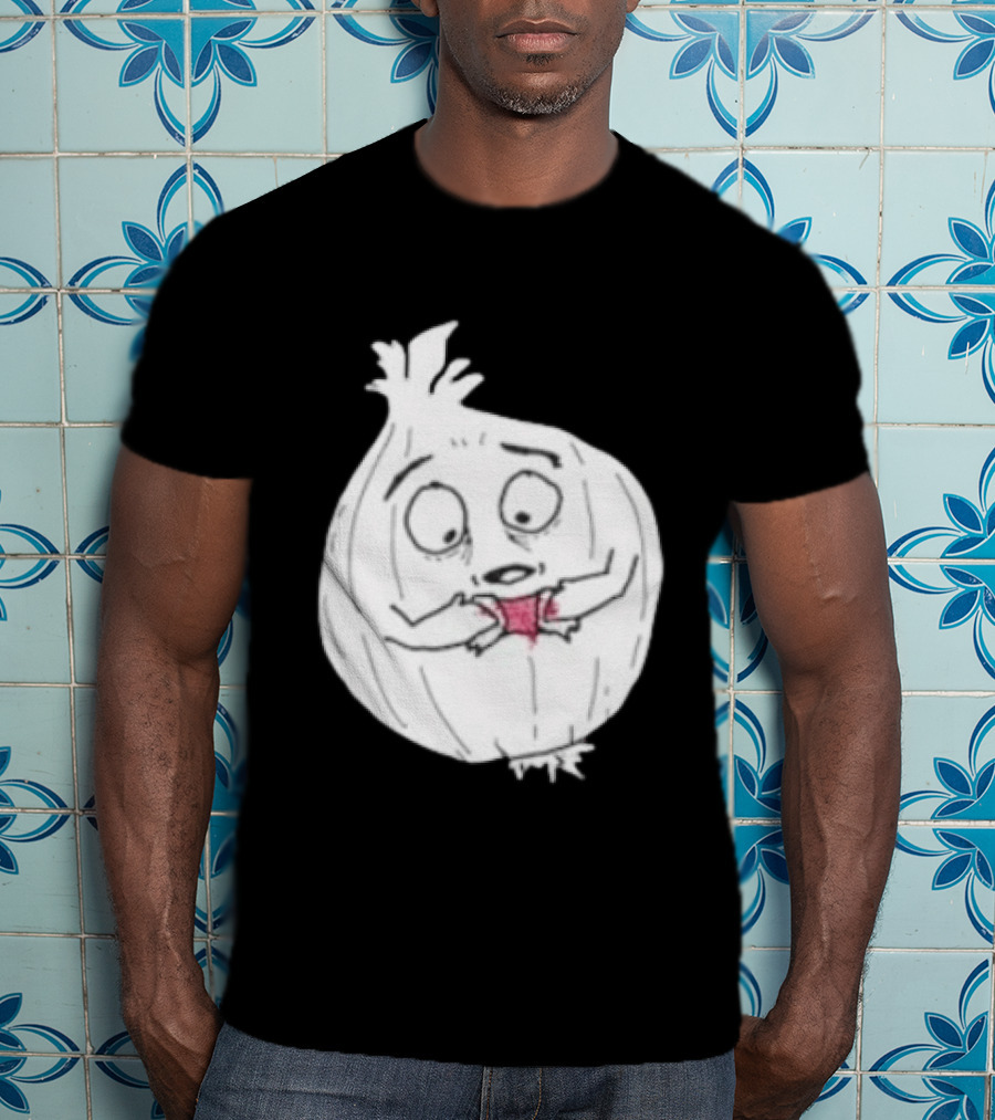Crying Onion Cartoon Funny Vegetable Drawing T-Shirt