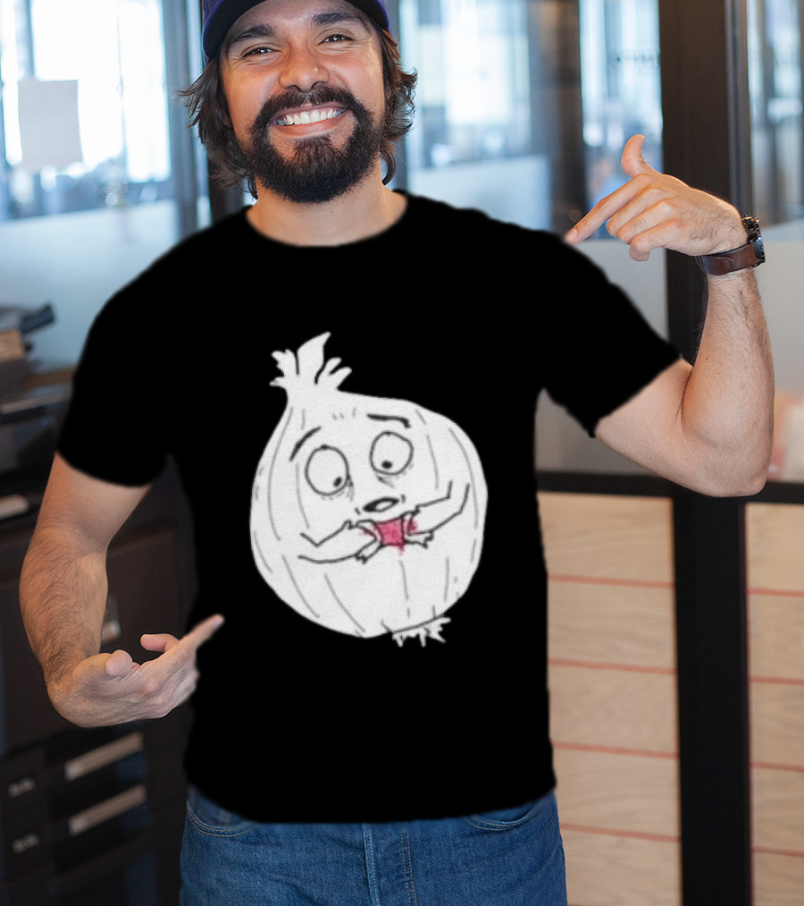 Crying Onion Cartoon Funny Vegetable Drawing T-Shirt