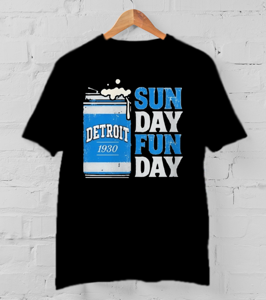 Detroit 1930 Beer Can Sun Day Fun Day Distressed T-Shirt