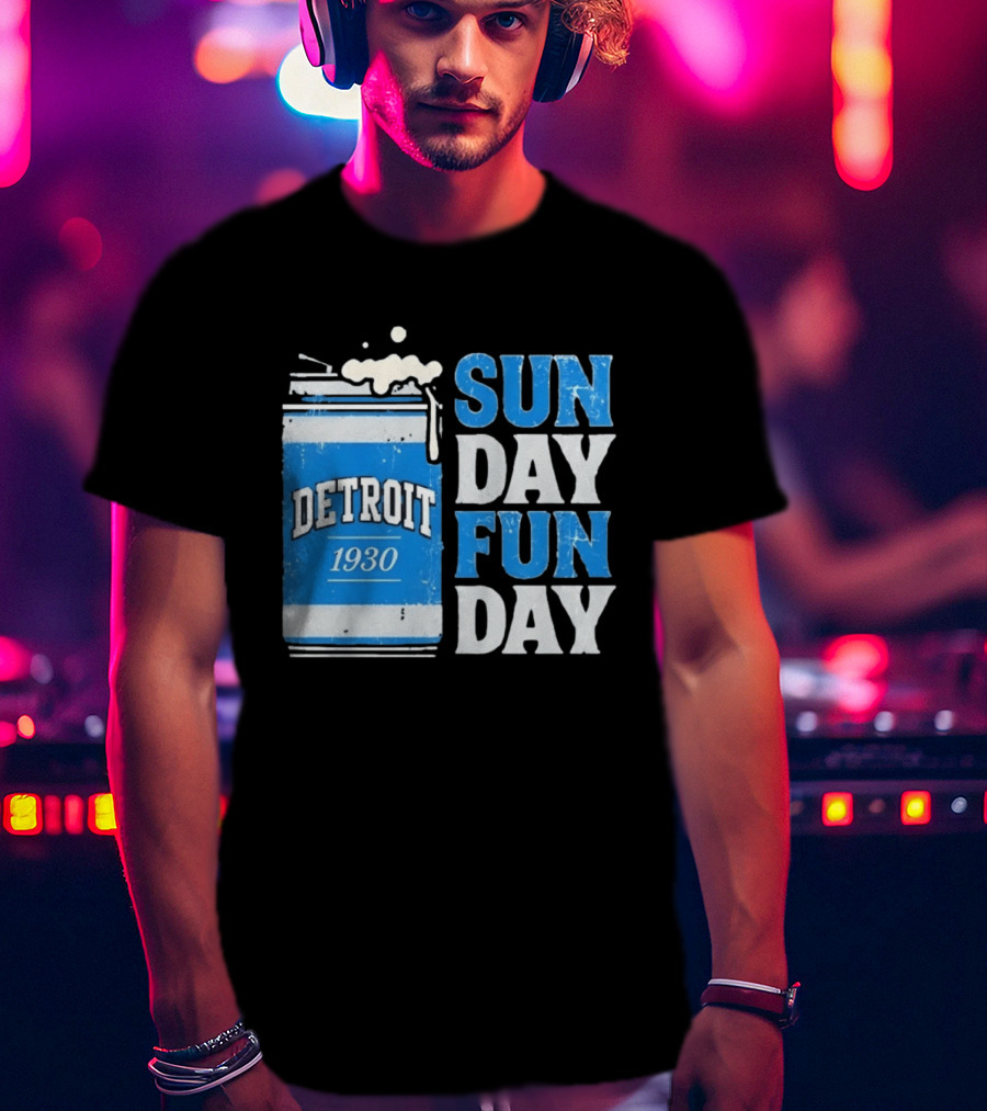 Detroit 1930 Beer Can Sun Day Fun Day Distressed T-Shirt
