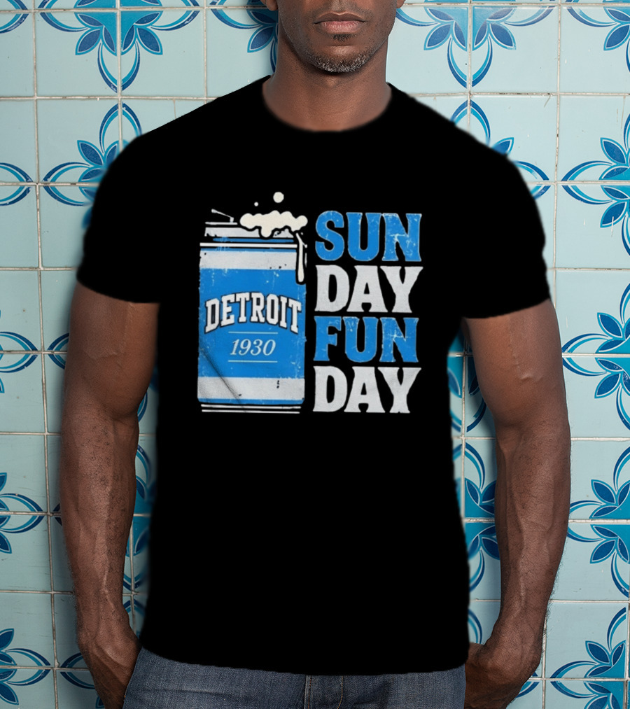 Detroit 1930 Beer Can Sun Day Fun Day Distressed T-Shirt