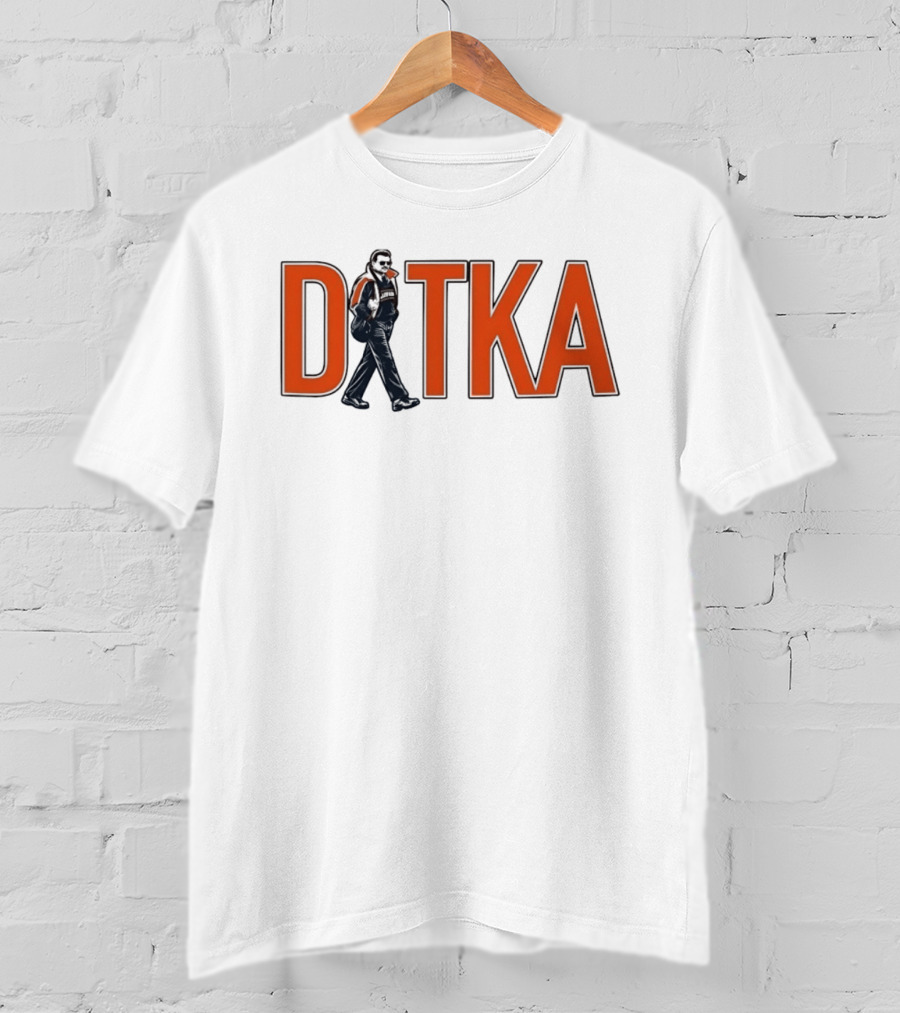 Mike Ditka Chicago Bears Ditka Wordmark Walking Sideline T-Shirt