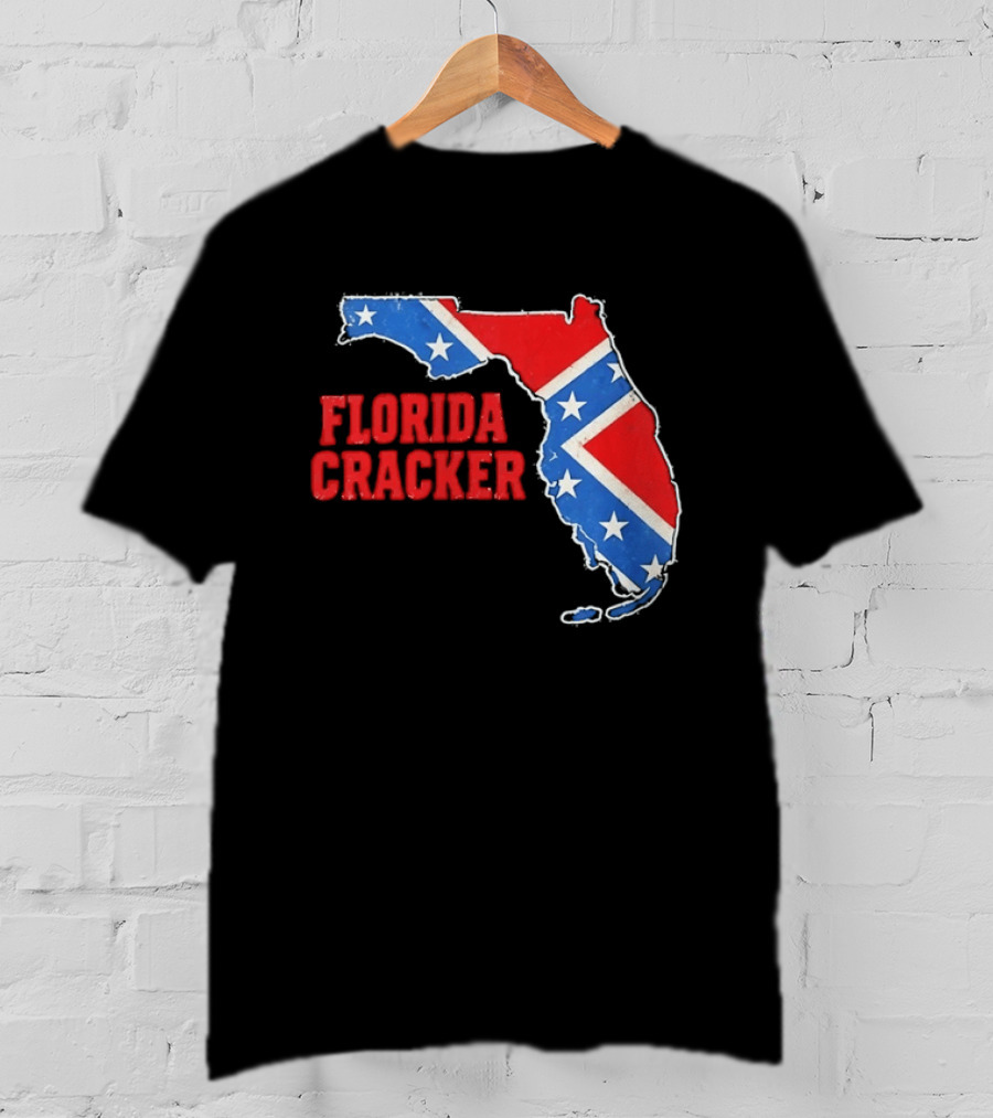 Florida Cracker Distressed Confederate Flag State Map Southern Pride T-Shirt