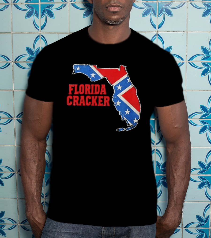 Florida Cracker Distressed Confederate Flag State Map Southern Pride T-Shirt
