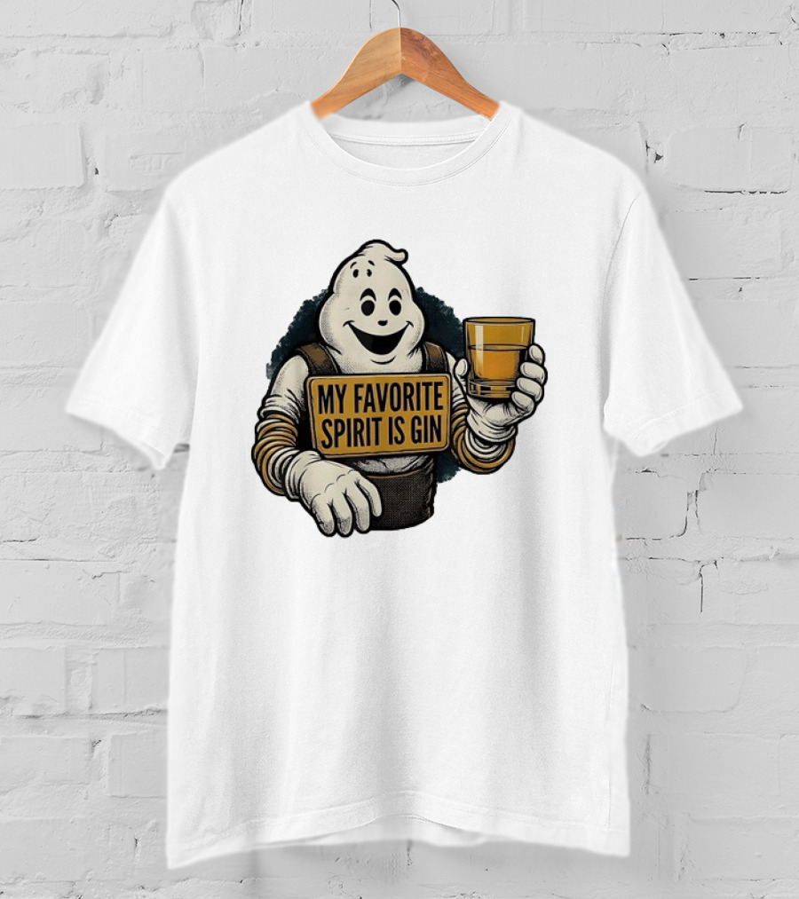 My Favorite Spirit Is Gin Ghost Character With Drink T-Shirt