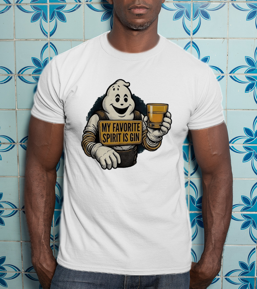 My Favorite Spirit Is Gin Ghost Character With Drink T-Shirt