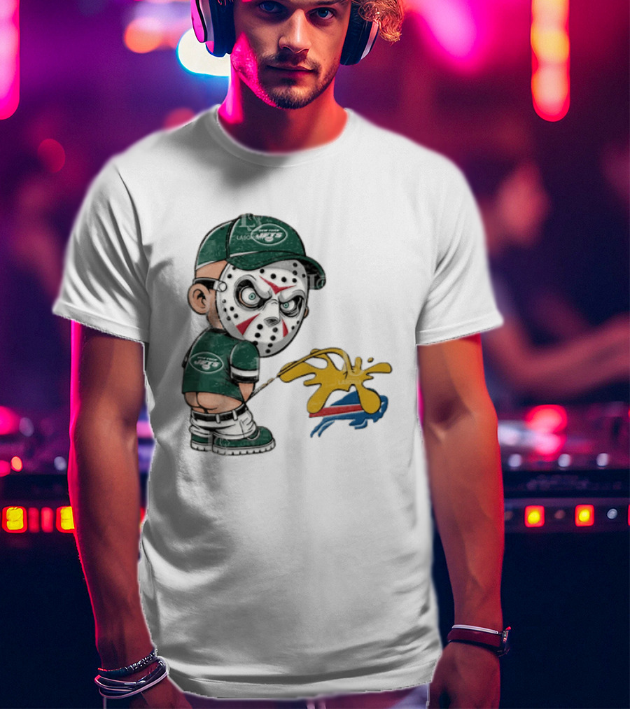 New York Jets Jason Voorhees Pissing On Buffalo Bills T-Shirt