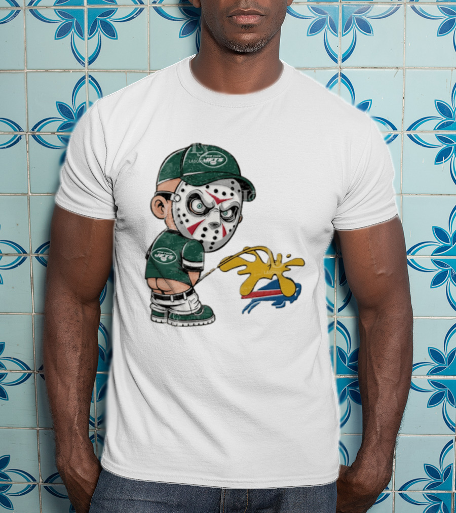 New York Jets Jason Voorhees Pissing On Buffalo Bills T-Shirt