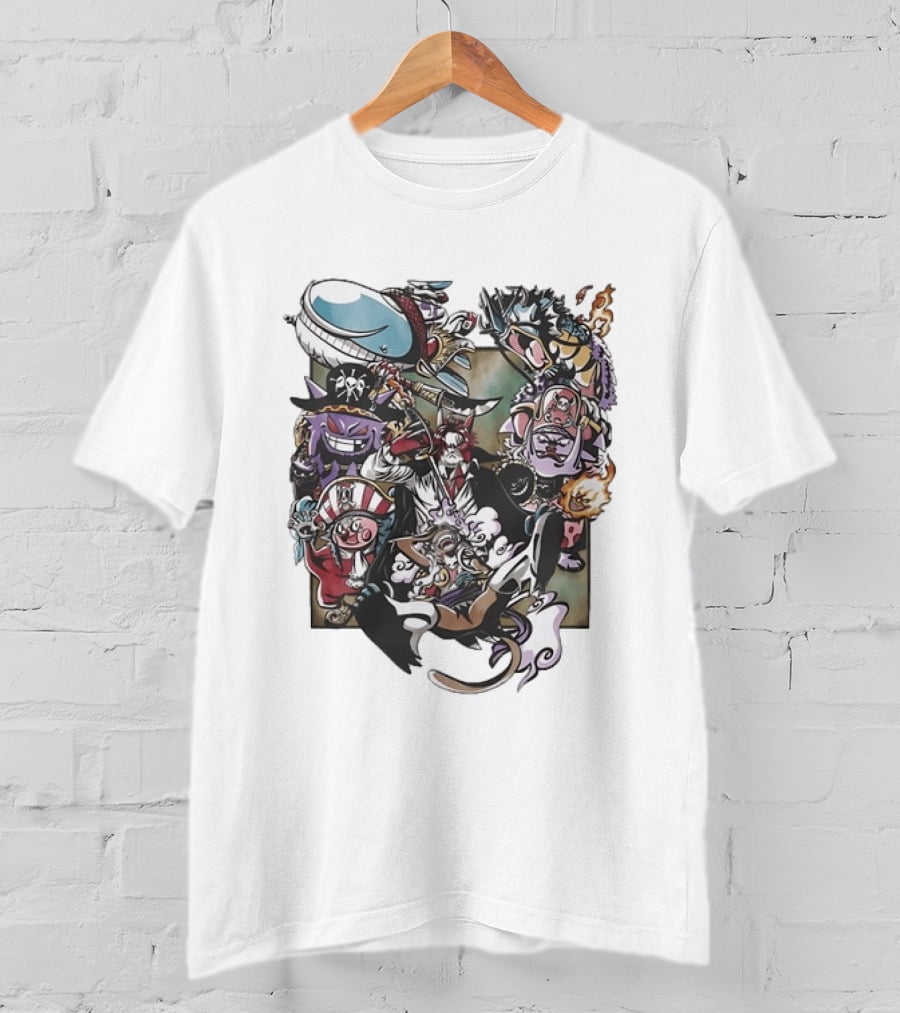One Piece And Pokémon Crossover Featuring Iconic Characters T-Shirt
