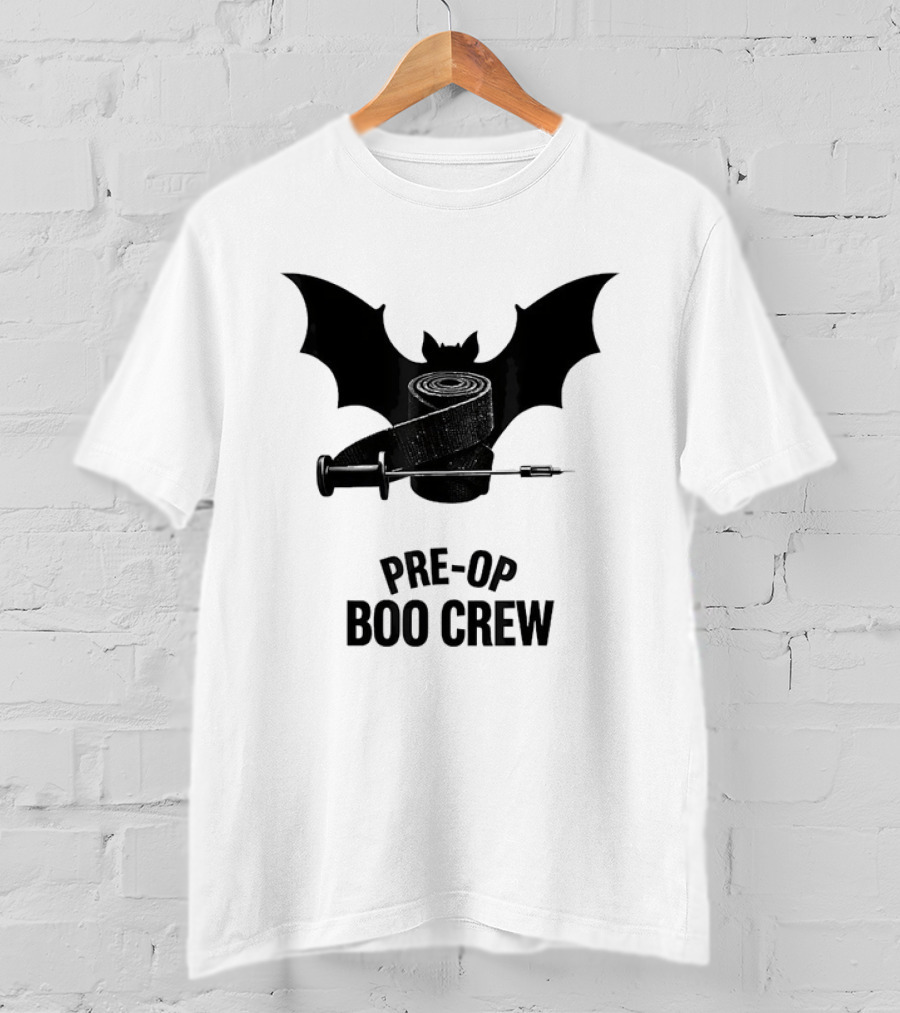 Halloween Pre Op Boo Crew Bat Syringe Nurse T-Shirt