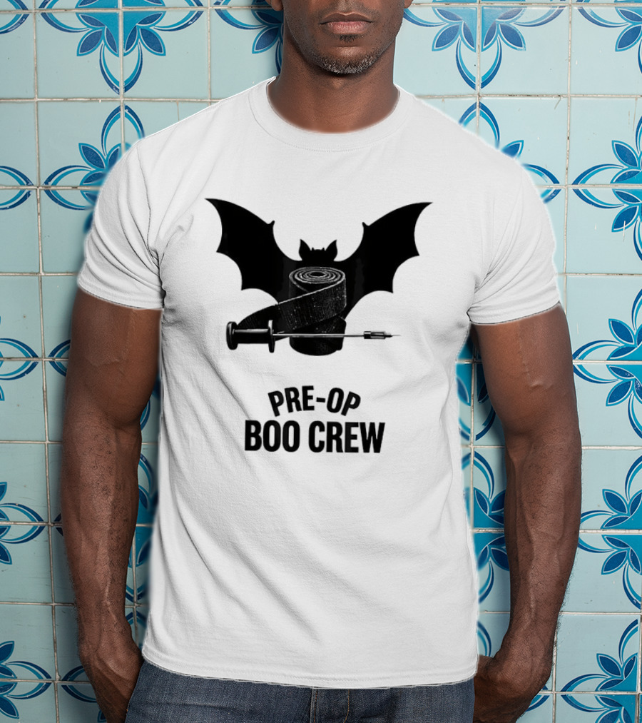 Halloween Pre Op Boo Crew Bat Syringe Nurse T-Shirt