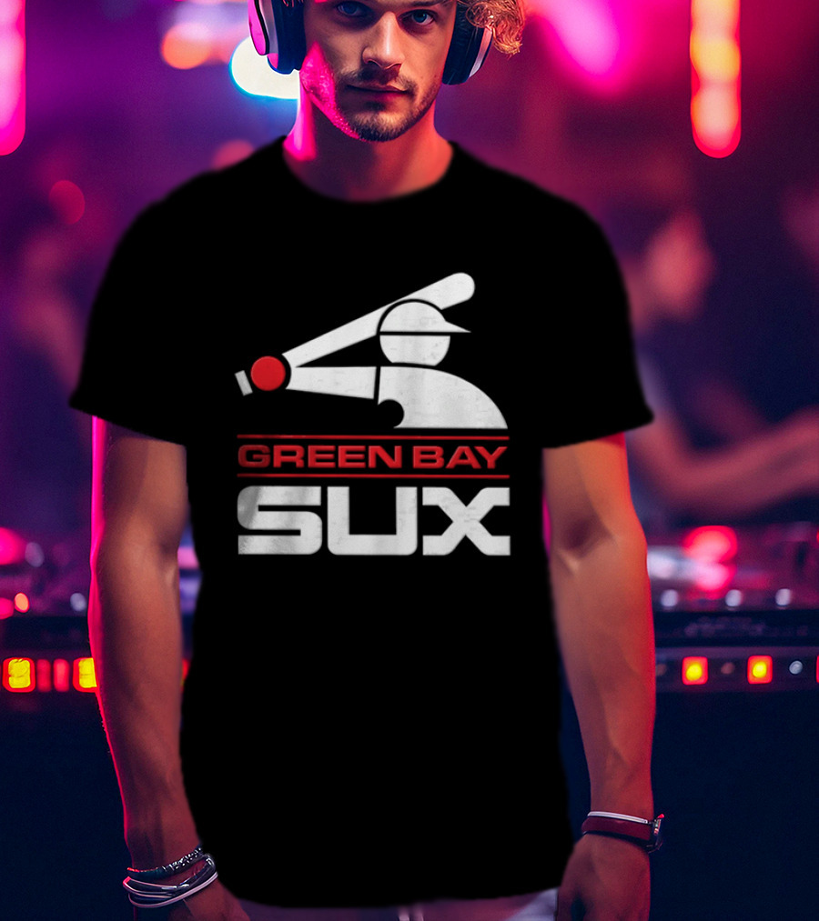Green Bay Sux Chicago Political Baseball T-Shirt