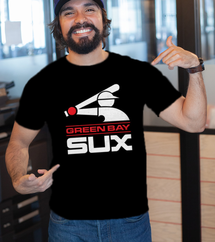 Green Bay Sux Chicago Political Baseball T-Shirt