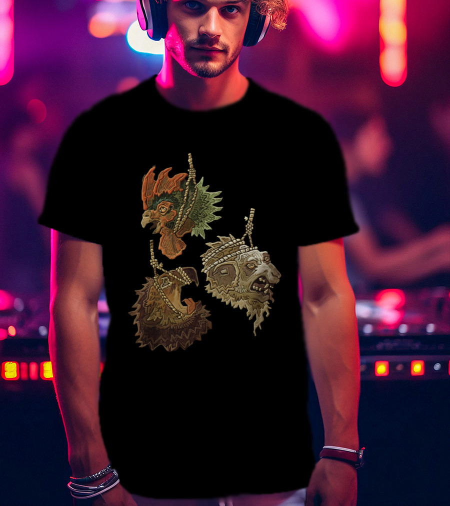 Three Severed Animal Heads With Nooses Vivid T-Shirt