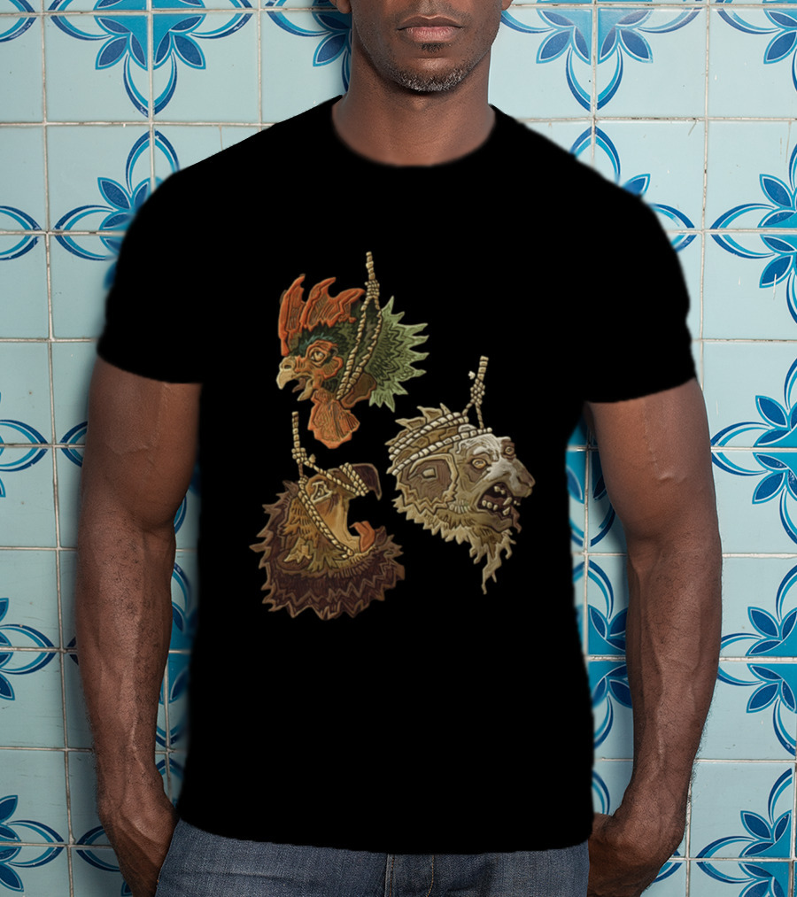 Three Severed Animal Heads With Nooses Vivid T-Shirt