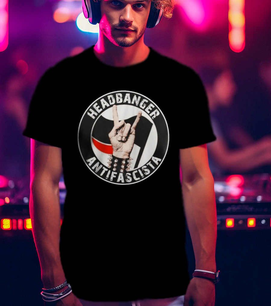 Headbanger Antifascista Antifa Heavy Metal Music T-Shirt