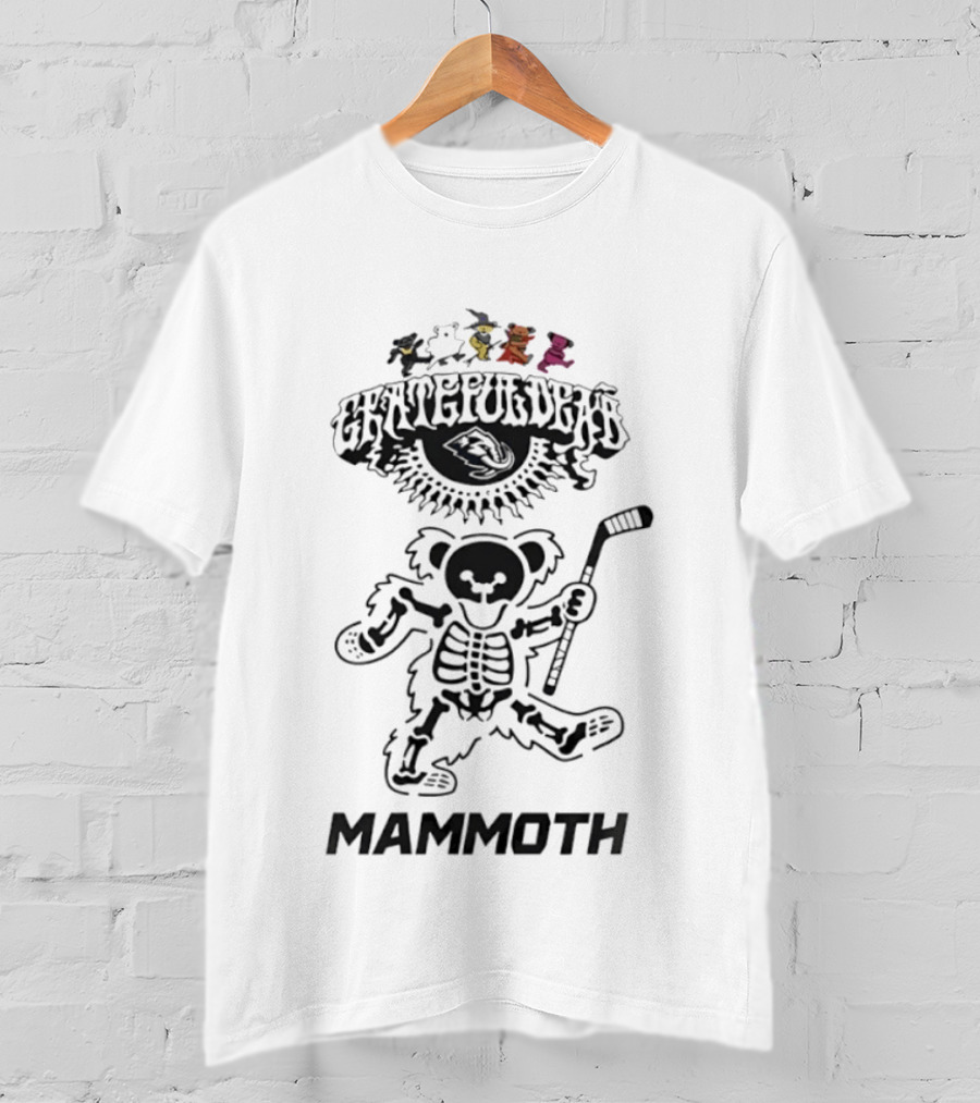 Grateful Dead Dancing Bear Skeleton Mammoth Hockey T-Shirt