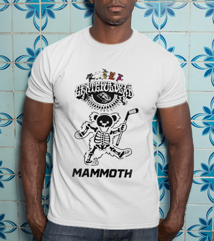 Grateful Dead Dancing Bear Skeleton Mammoth Hockey T-Shirt