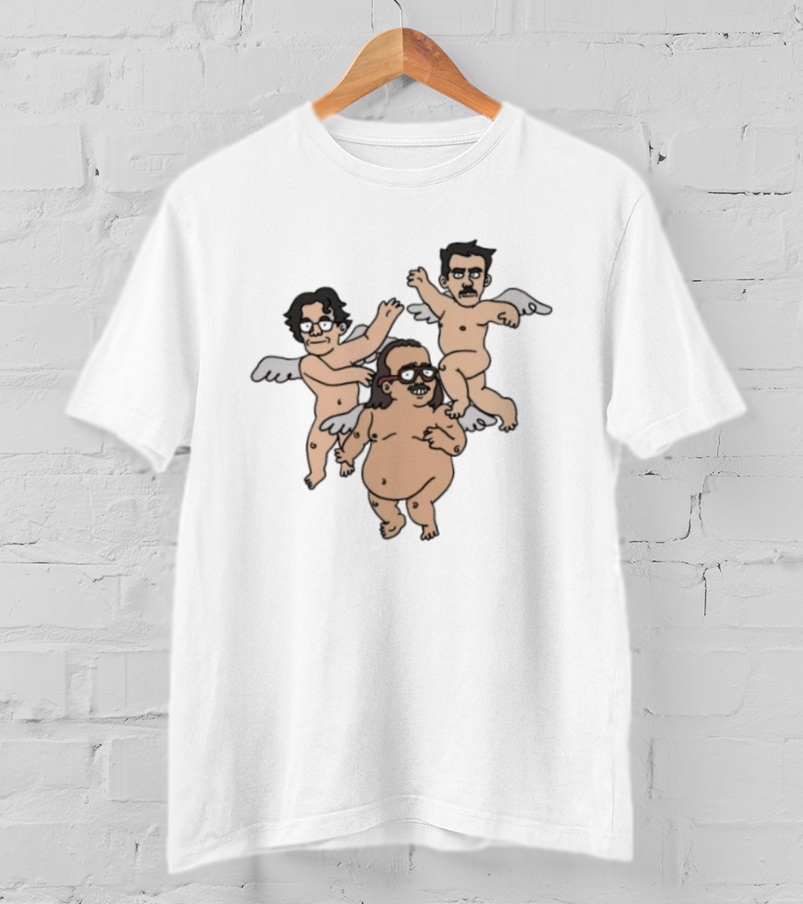 Wilford Brimley And Friends Cherub Angels Cartoon Character Trio T-Shirt