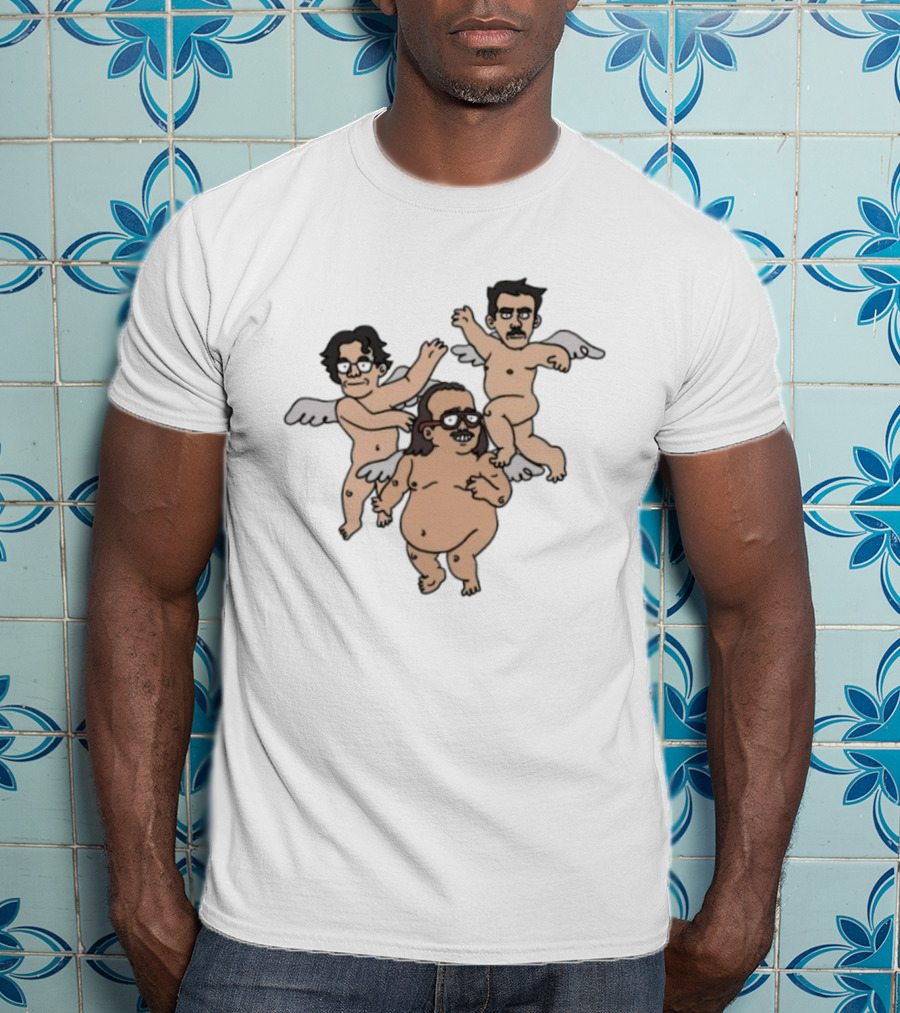Wilford Brimley And Friends Cherub Angels Cartoon Character Trio T-Shirt