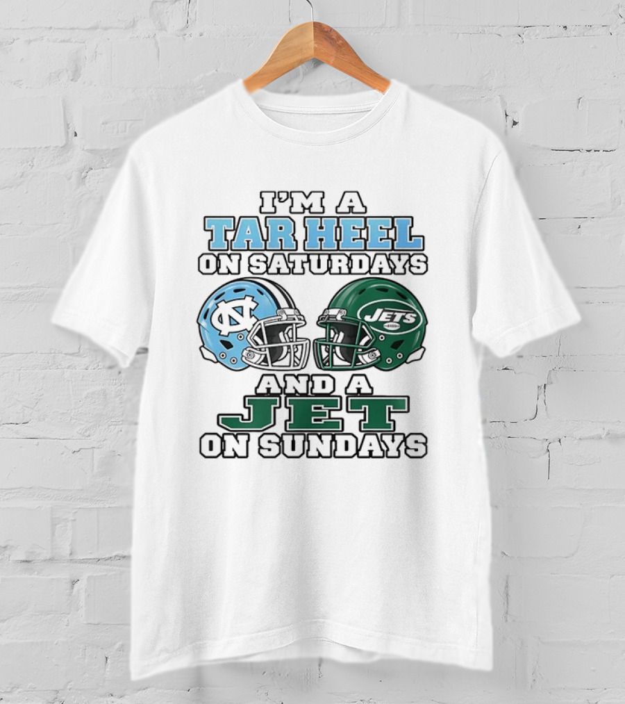 I'm A Tar Heel On Saturdays And A Jet On Sundays Football Helmets T-Shirt