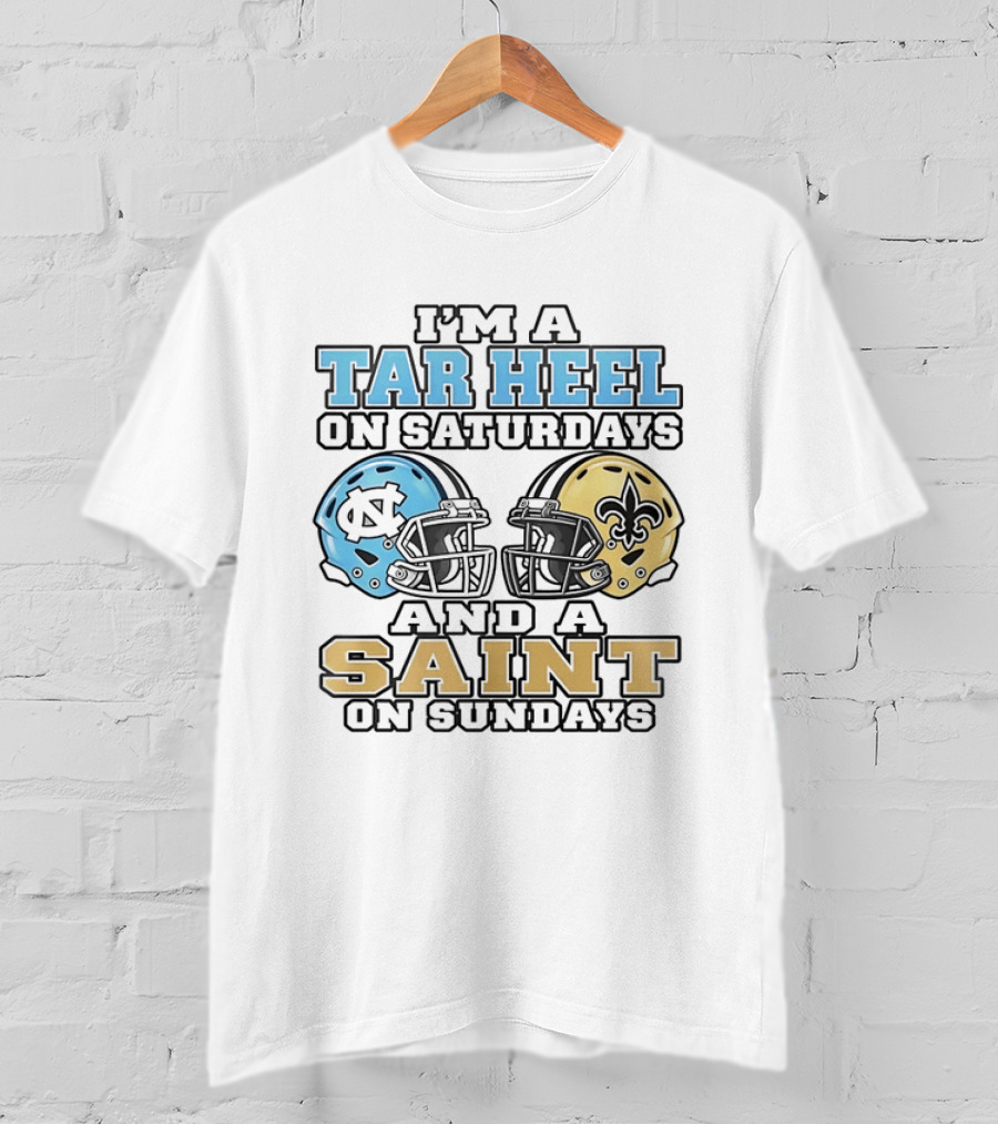 Tar Heel North Carolina Saturdays Saint Sundays Football Helmets T-Shirt