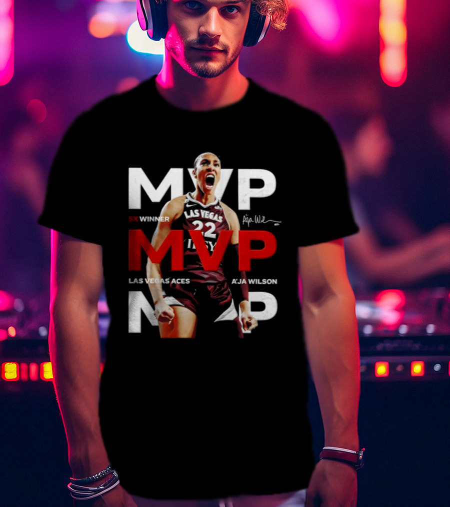 Las Vegas Aces A'ja Wilson 5X MVP Winner T-Shirt