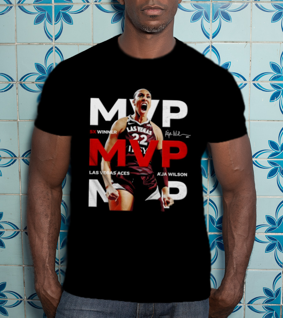 Las Vegas Aces A'ja Wilson 5X MVP Winner T-Shirt