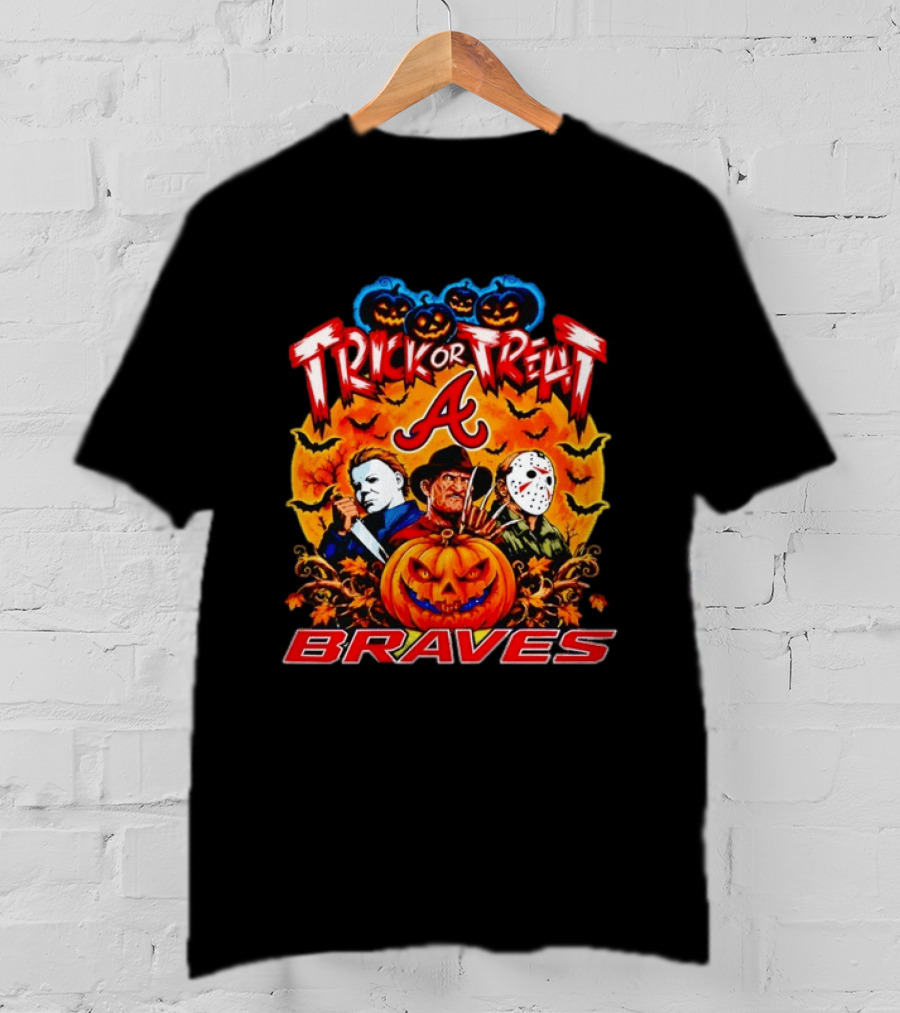 Atlanta Braves Trick Or Treat Halloween 2026 Horror Characters T-Shirt
