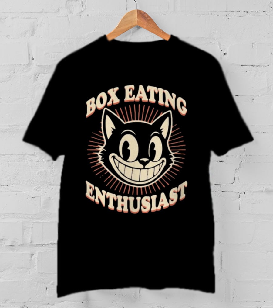 Box Eating Enthusiast Smiling Cat Face T-Shirt