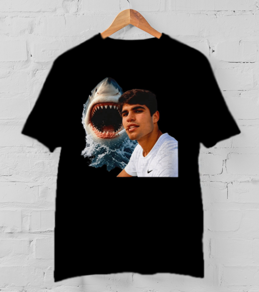 Carlos Alcaraz Smoking Shark Meme T-Shirt
