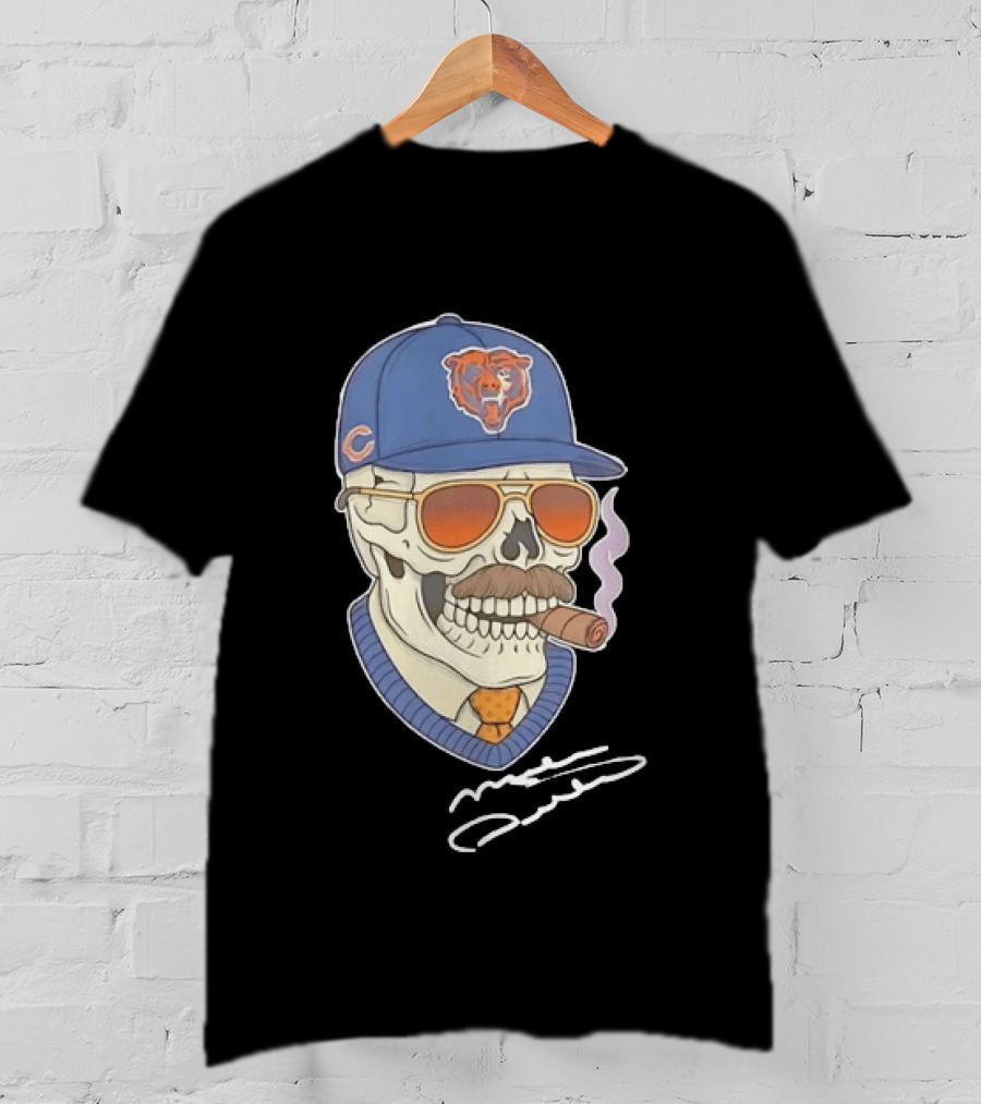 Mike Ditka Chicago Bears Skull Cigar Cap Mustache Sunglasses T-Shirt