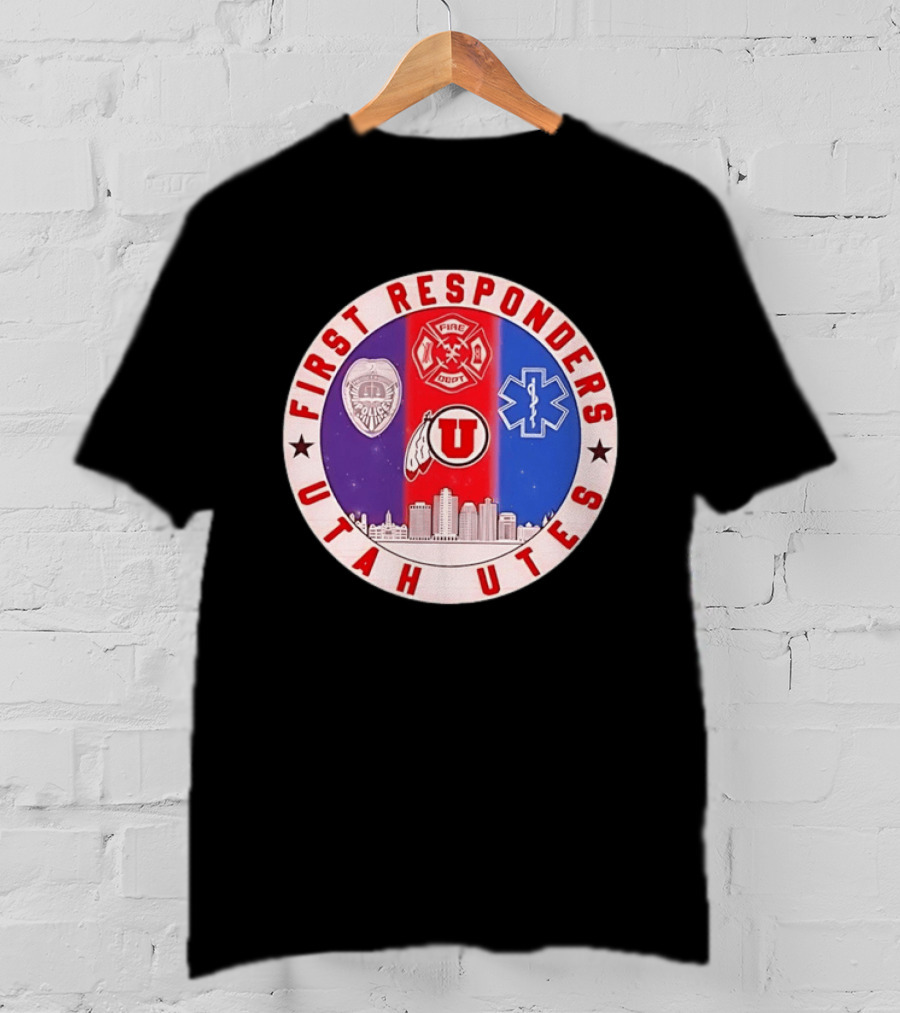 Utah Utes First Responders Police Fire EMT Skyline T-Shirt