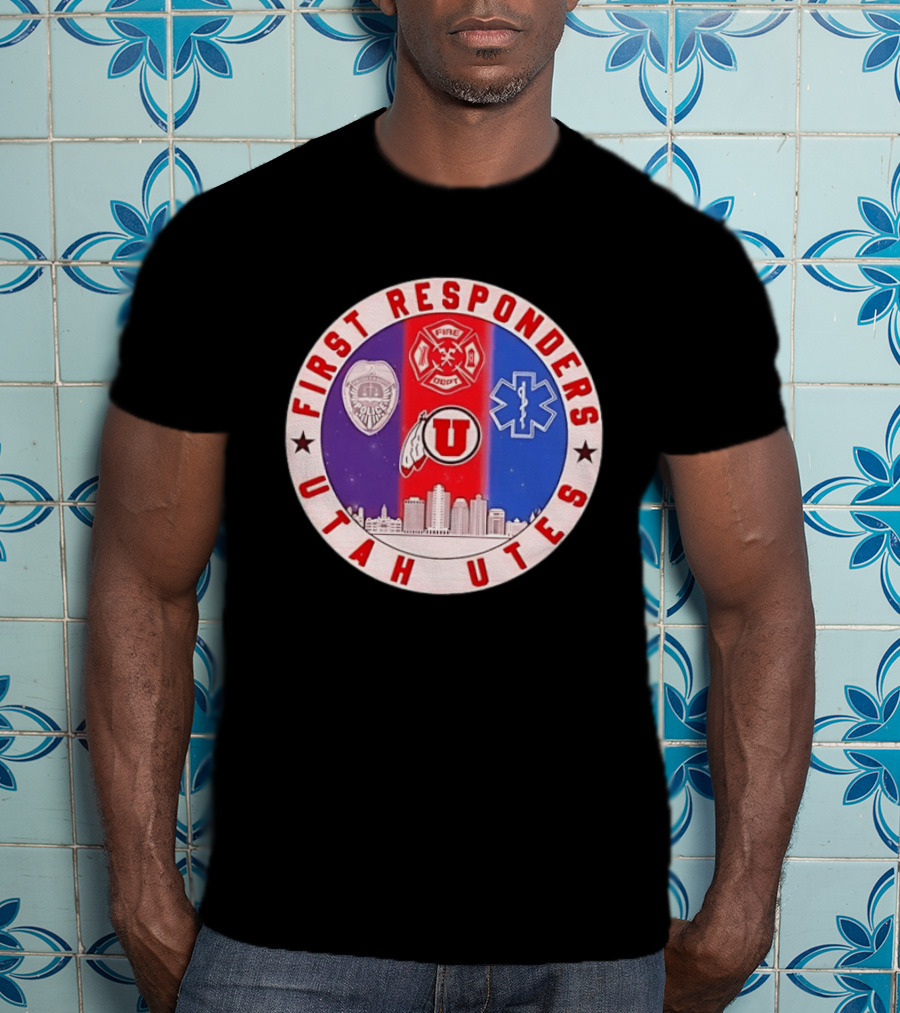 Utah Utes First Responders Police Fire EMT Skyline T-Shirt