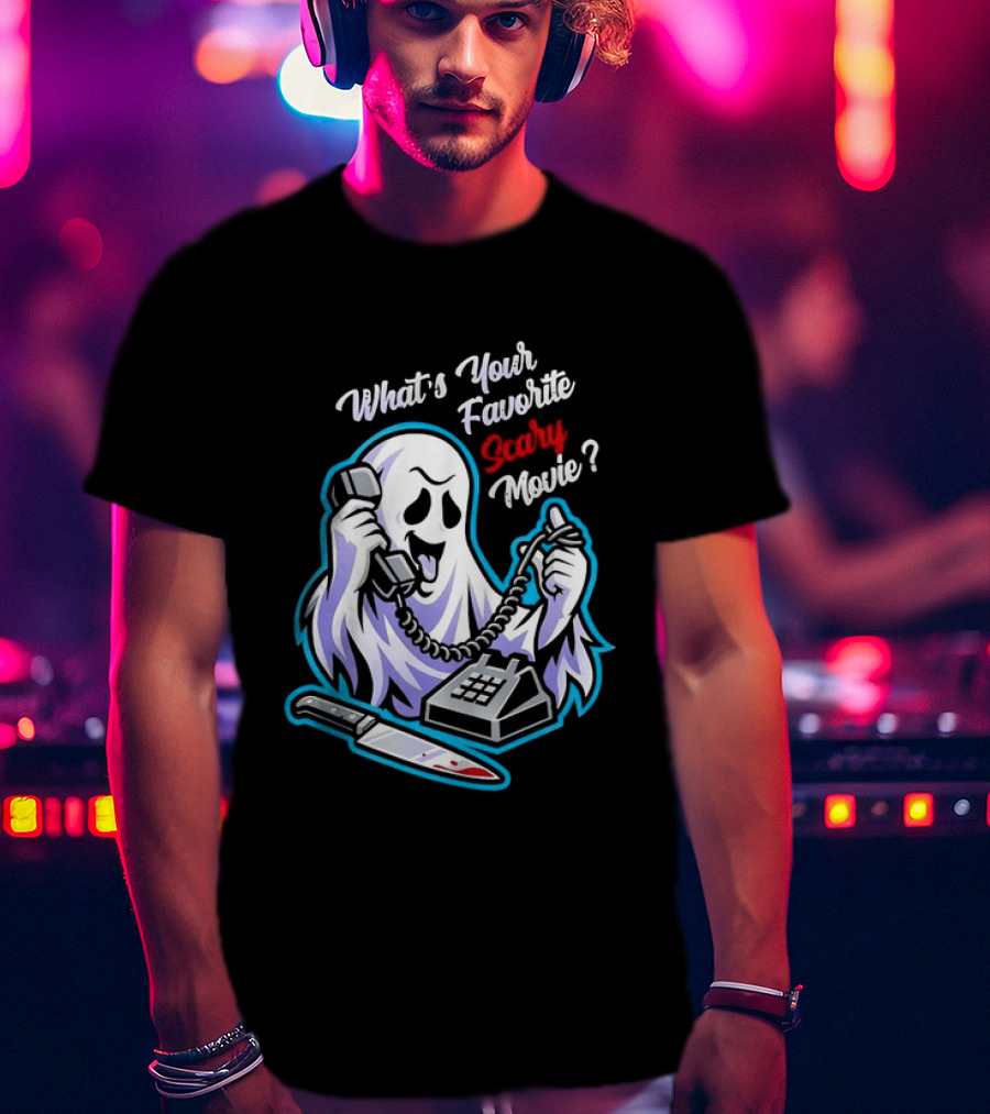 What's Your Favorite Scary Movie Ghost Scream Knife Phone T-Shirt