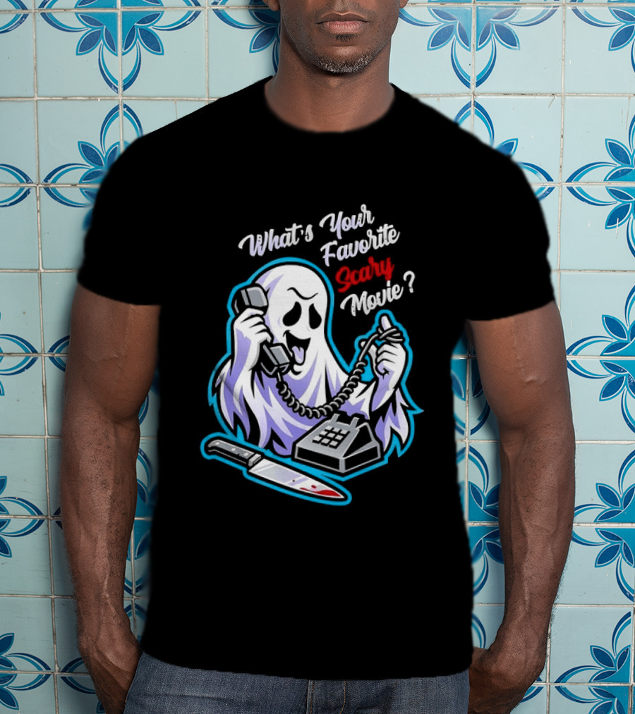 What's Your Favorite Scary Movie Ghost Scream Knife Phone T-Shirt