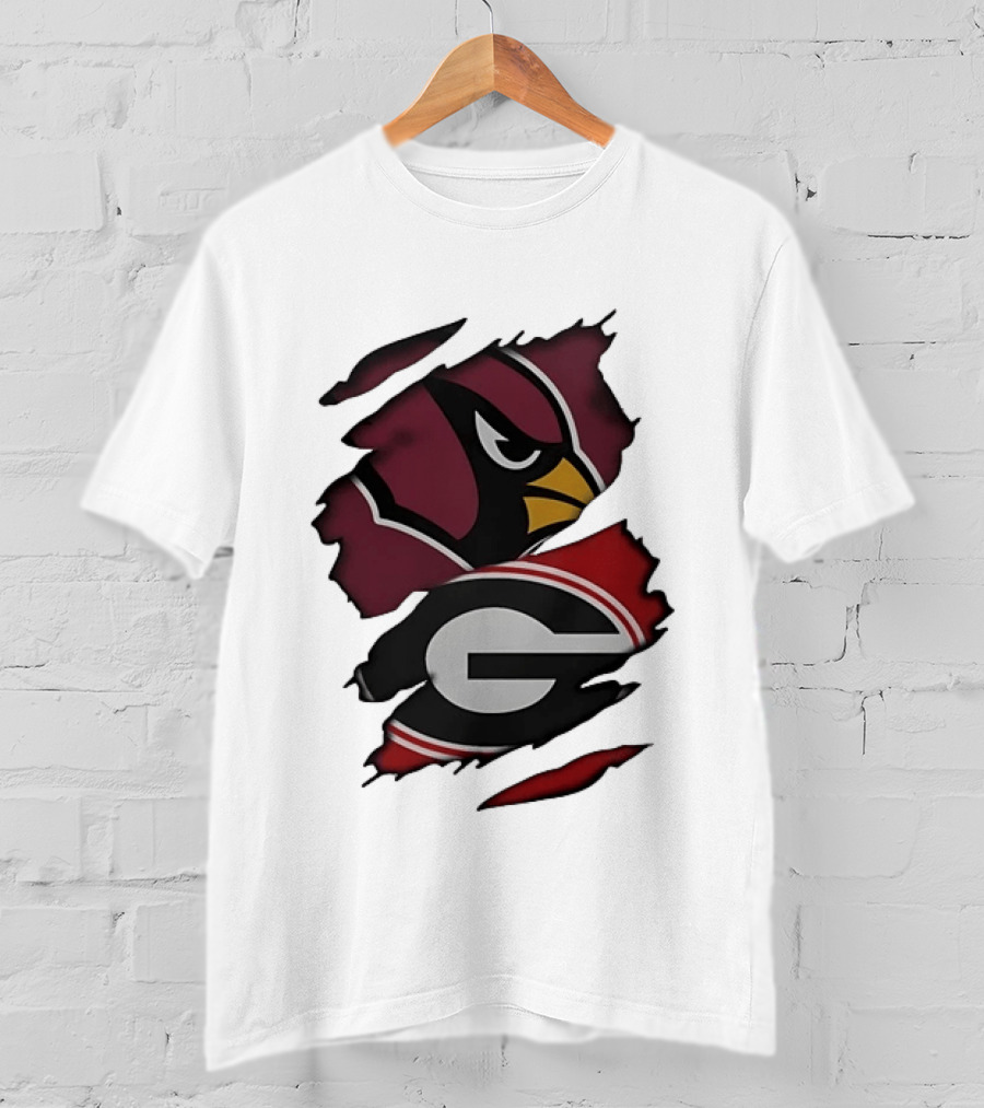 Arizona Cardinals Georgia Bulldogs Ripped Effect T-Shirt