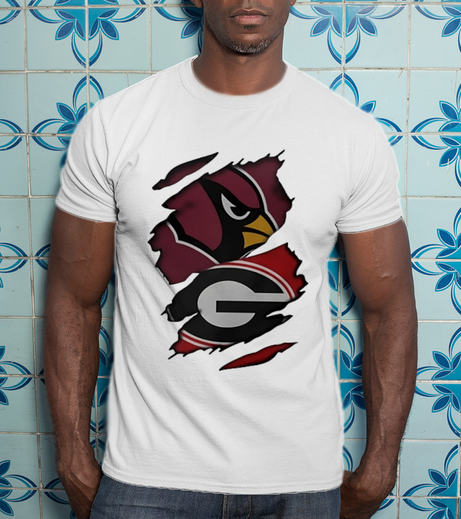 Arizona Cardinals Georgia Bulldogs Ripped Effect T-Shirt