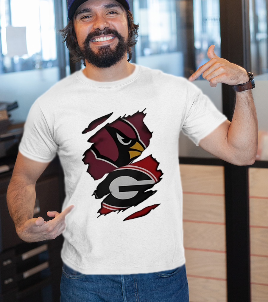 Arizona Cardinals Georgia Bulldogs Ripped Effect T-Shirt
