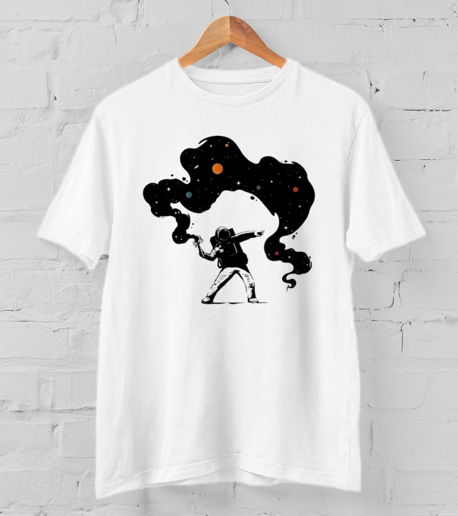 Astronaut Hurling Colorful Galaxy Nebula Space Visualization T-Shirt