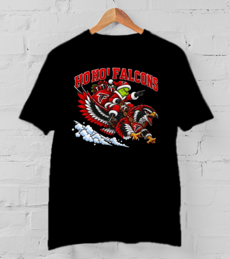 Ho Ho Falcons Grinch Santa Atlanta Christmas Football T-Shirt