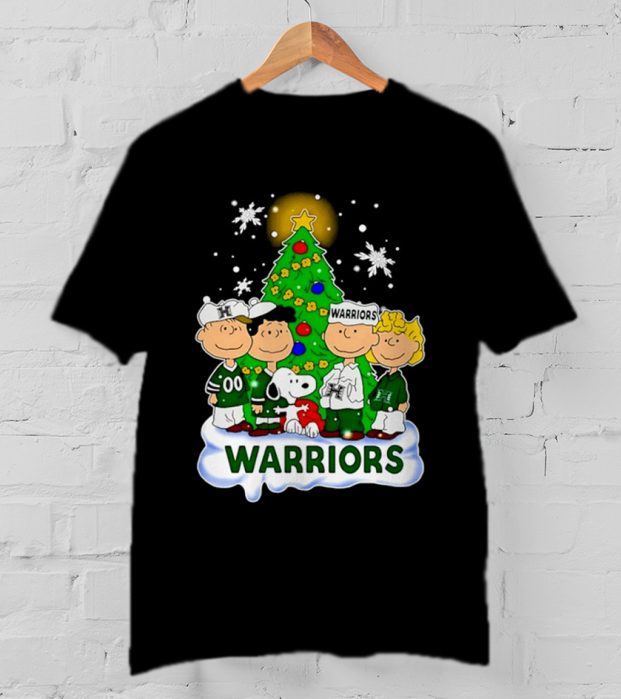 Peanuts Characters Hawaii Warriors Christmas Tree Snoopy Charlie Brown Holiday Snowflakes T-Shirt