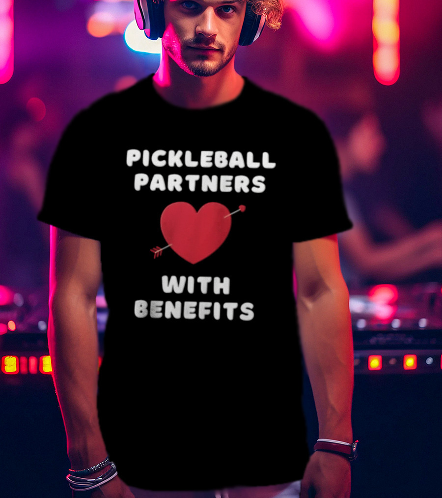 Pickleball Partners With Benefits Red Heart Pierced By Arrow T-Shirt