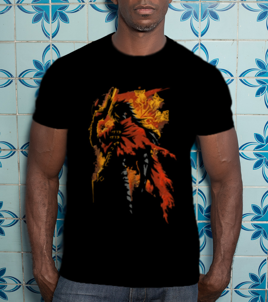 Hellsing Alucard Anime Red Cloak Gun Pose T-Shirt