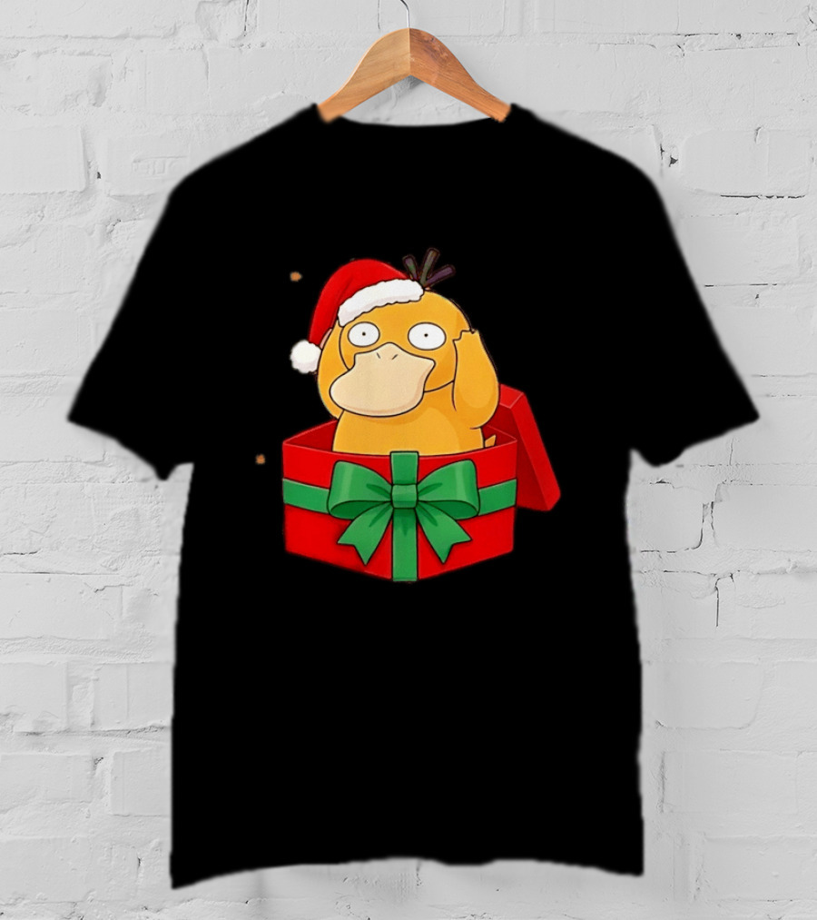 Psyduck Christmas Gift Box Wearing Santa Hat Pokemon T-Shirt