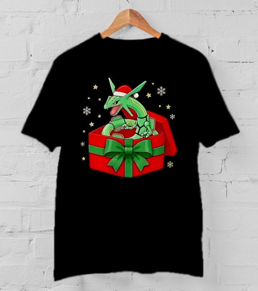 Rayquaza Christmas Box Pokémon Holiday Celebration T-Shirt
