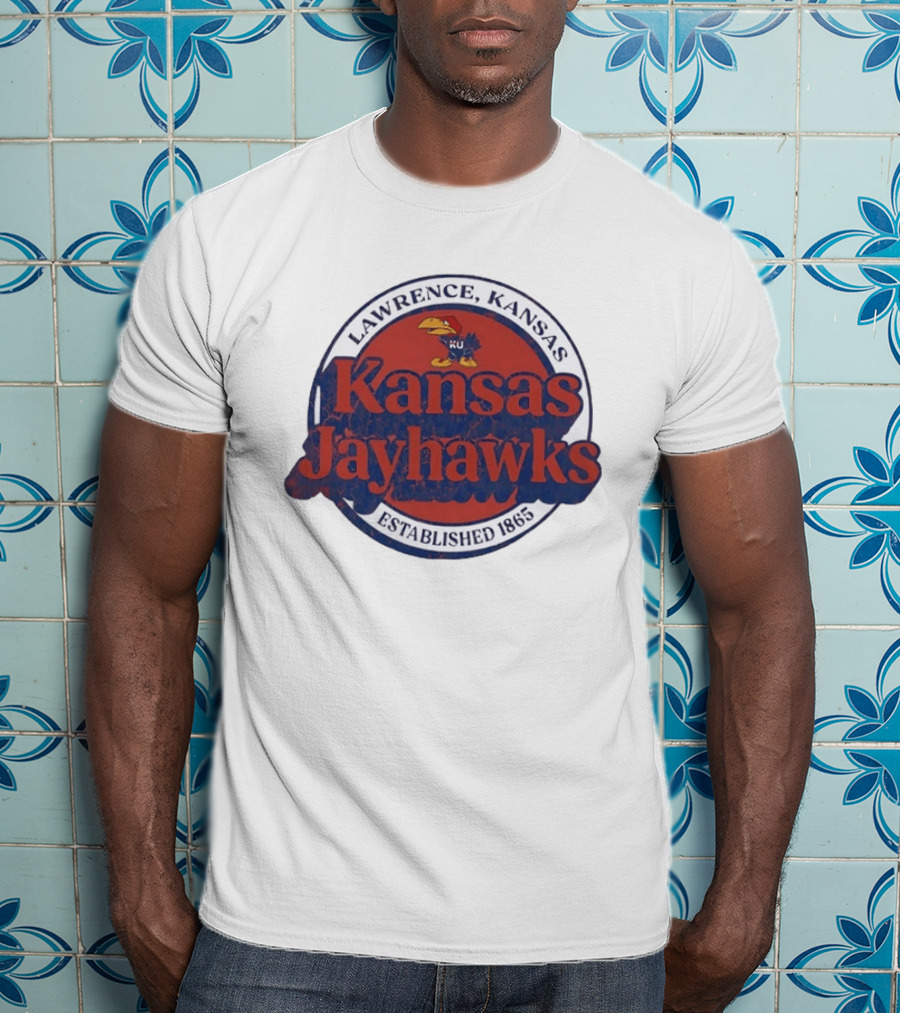 Lawrence Kansas Jayhawks KU Established 1865 Distressed T-Shirt