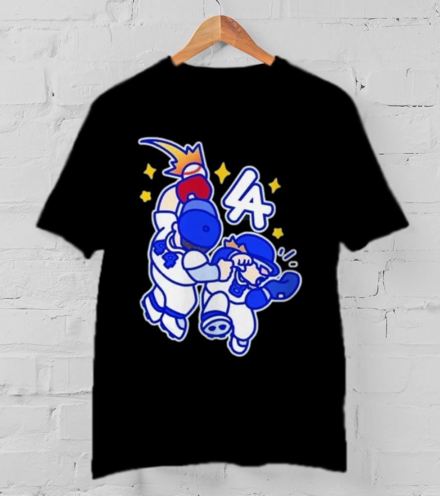 Shohei Ohtani Mookie Betts Cartoon LA Dodgers Baseball Clash T-Shirt